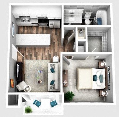 2100 Defoors Atlanta GA apartment photo of one bedroom one bathroom floorplan